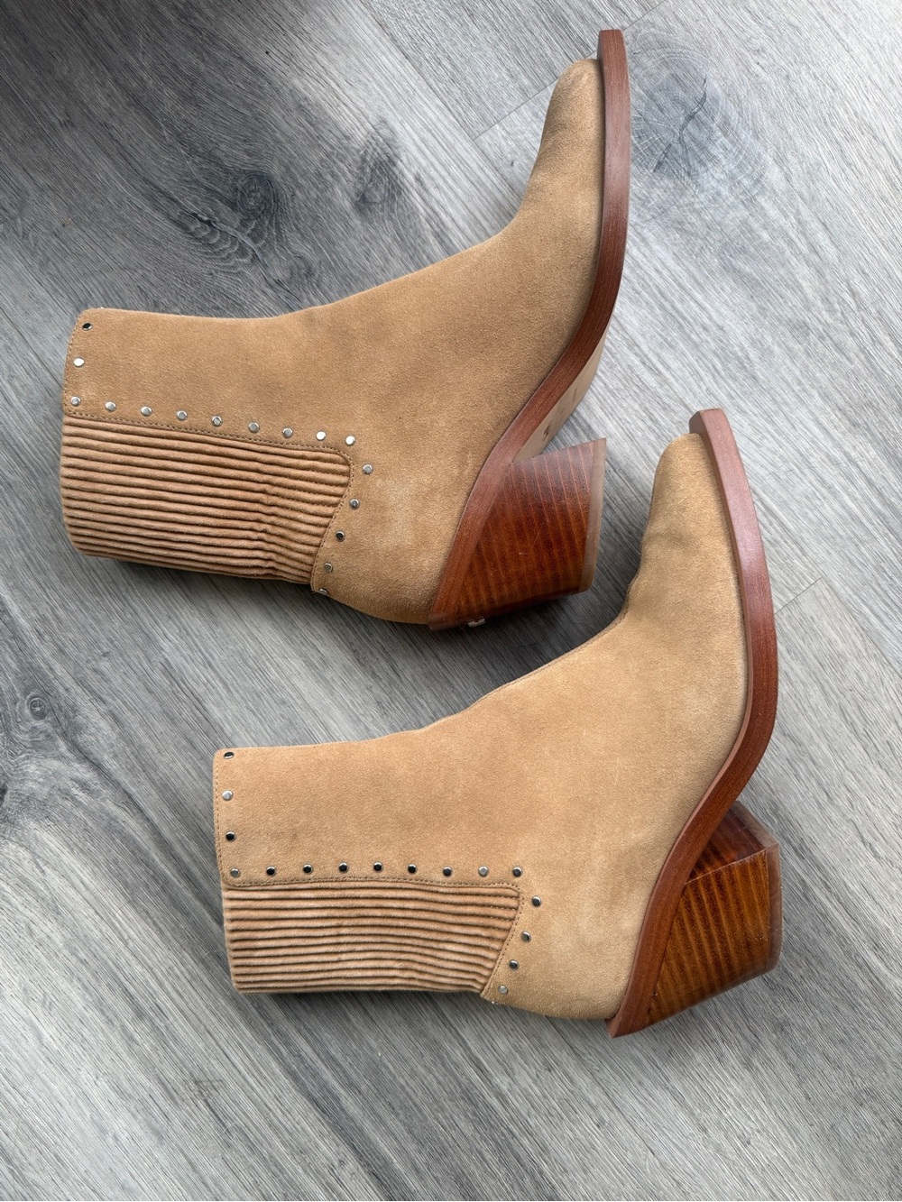 Coach Women's Suede Ankle Boots in Tan - Stylish Block Heel